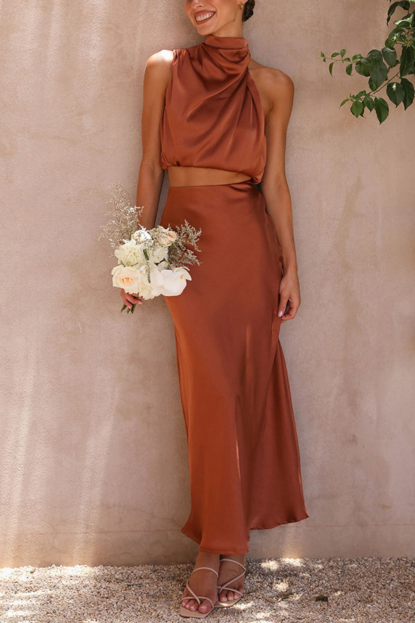 Megann - Conjunto elegante de falda maxi