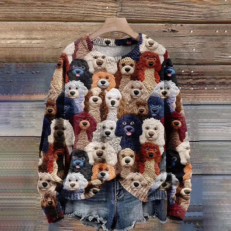 Jersey de punto con estampado de perro