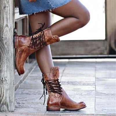 Susana | Botas De Piel Elegante Con Cordones