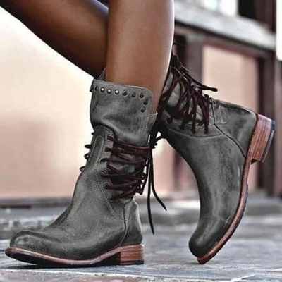 Susana | Botas De Piel Elegante Con Cordones