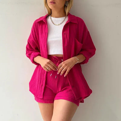 Susie - Camisa de manga Larga de dos Piezas Para Mujer Traje Casual de Moda