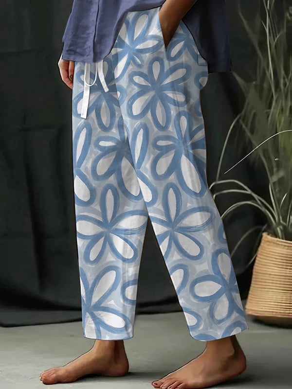 Helena - Pantalones sueltos con estampado floral botánico para mujer