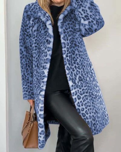 LEIA - Chaqueta larga de leopardo suave