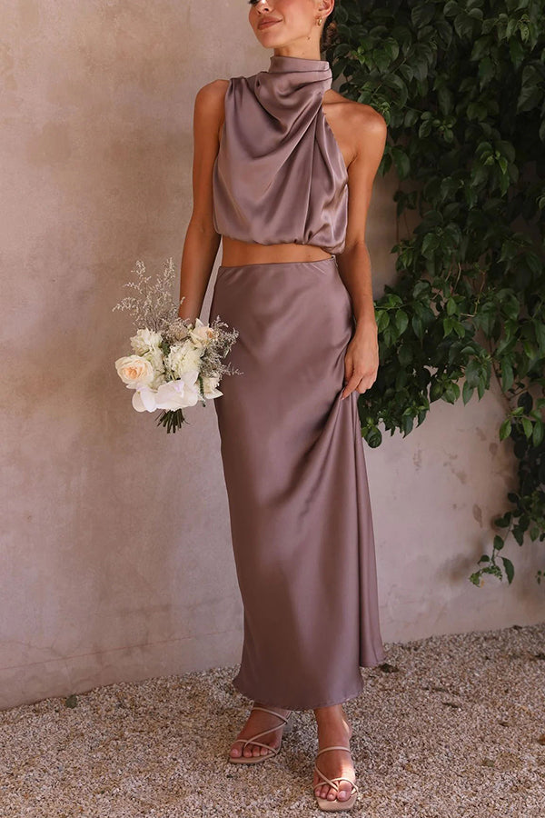 Megann - Conjunto elegante de falda maxi