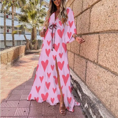 Selena - Vestido maxi de verano con estampado floral para mujer