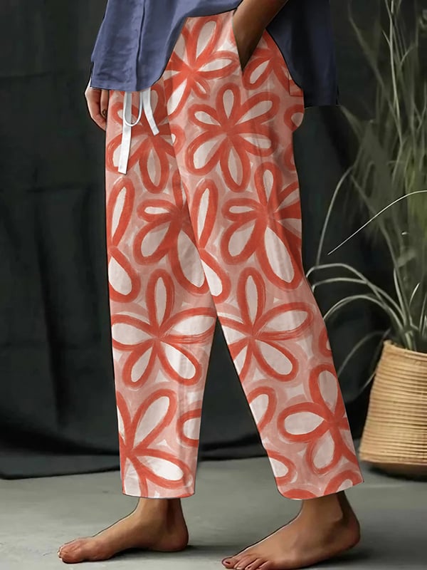 Helena - Pantalones sueltos con estampado floral botánico para mujer