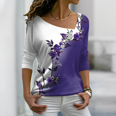 Camiseta floral con bloques de color