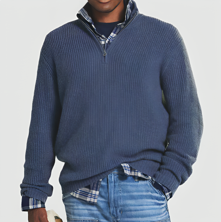 Henry - Jersey business casual para hombre con cremallera