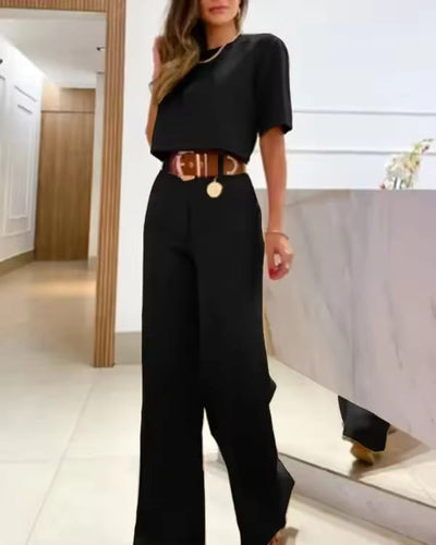 Francina™ | Traje top y pantalón con cinturón