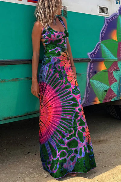 Lia - Vestido largo con estampado tie dye