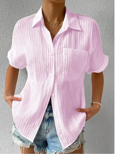 Cuello Camisa Casual Blusa Suelta Abotonada