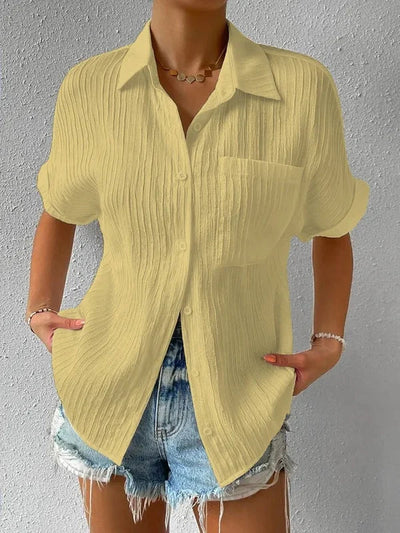 Cuello Camisa Casual Blusa Suelta Abotonada