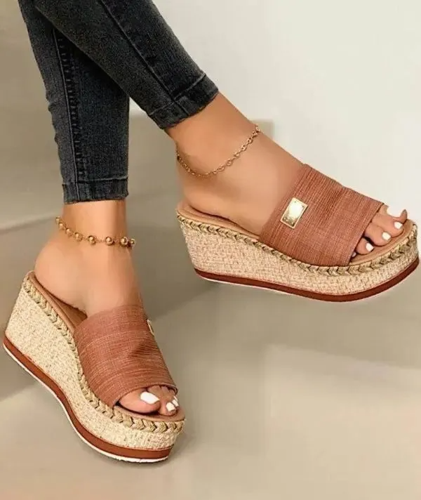 Olivia - Sandalias con cuña y puntera abierta