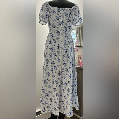 Lara - Vestido midi con escote cuadrado estampado floral